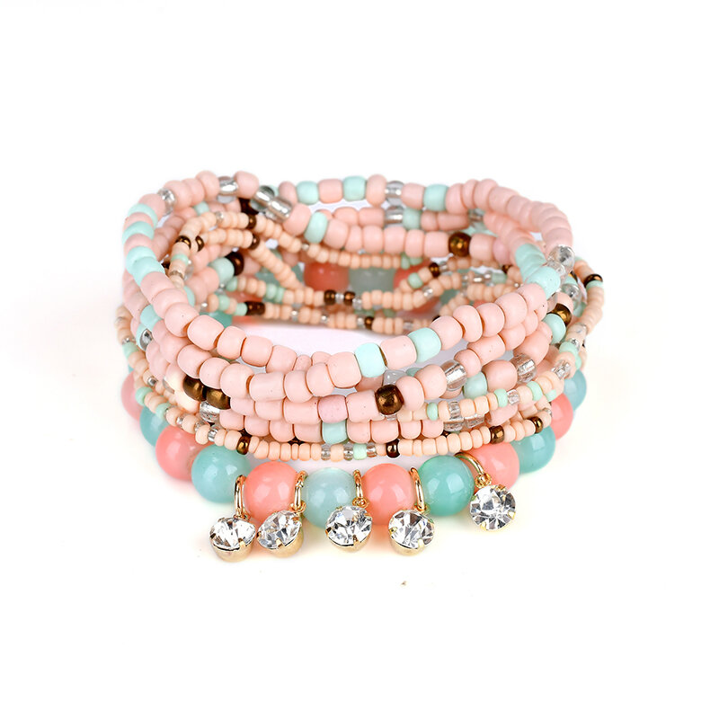 Bohemian Charming Armbånd Beads Rhinestone Flerlags Armbånd For Kvinner