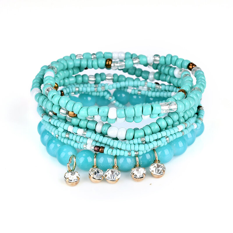 Bohemian Charming Armbånd Beads Rhinestone Flerlags Armbånd For Kvinner