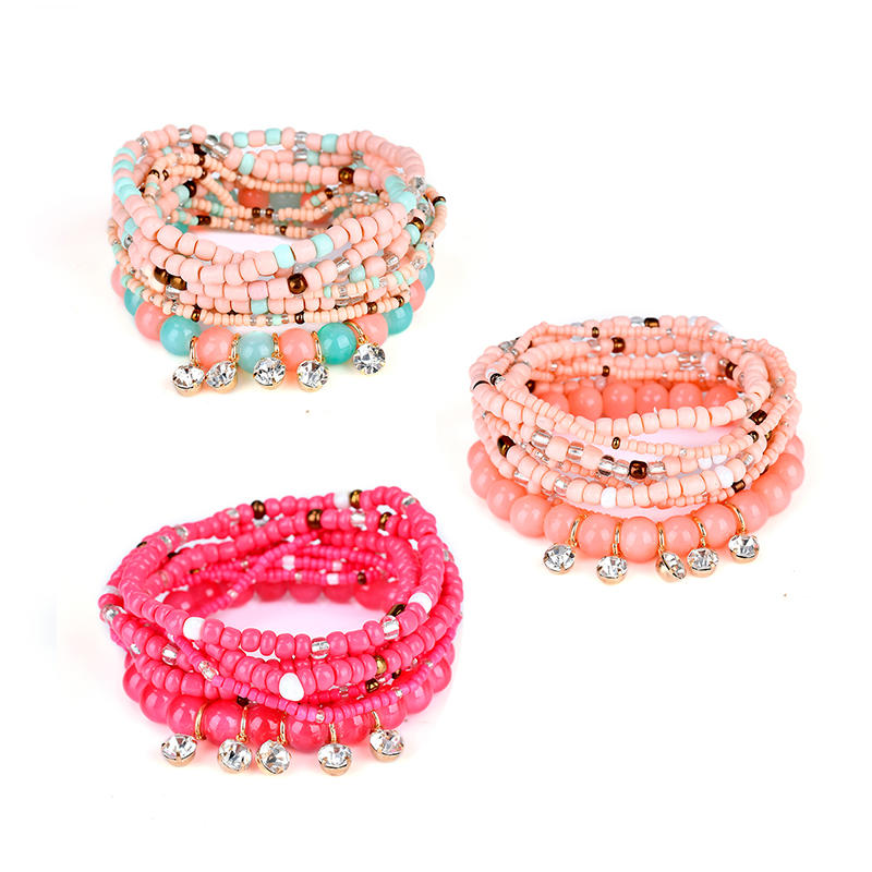 Bohemian Charming Armbånd Beads Rhinestone Flerlags Armbånd For Kvinner