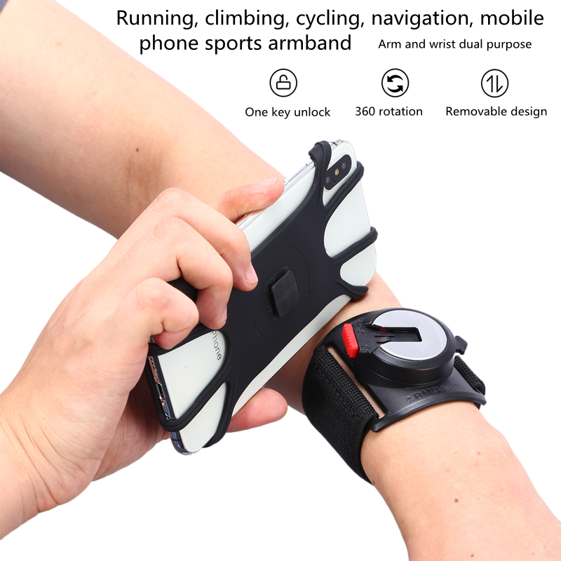 Løp Mobiltelefon Arm Vesker Demontering Sports Arm Cover Utendørs Riding Mobiltelefon Roterende Armbånd