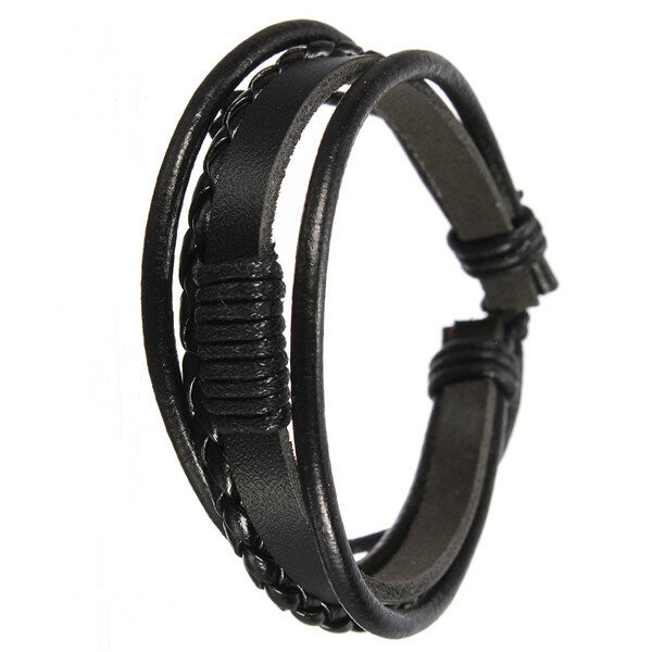 Menn Multilayer Tribal Woven Surf Leather Armbånd Armbånd