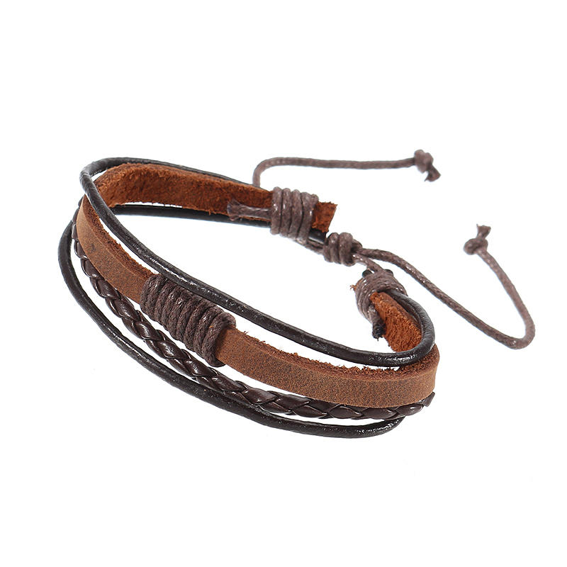 Menn Multilayer Tribal Woven Surf Leather Armbånd Armbånd