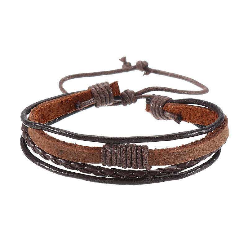 Menn Multilayer Tribal Woven Surf Leather Armbånd Armbånd