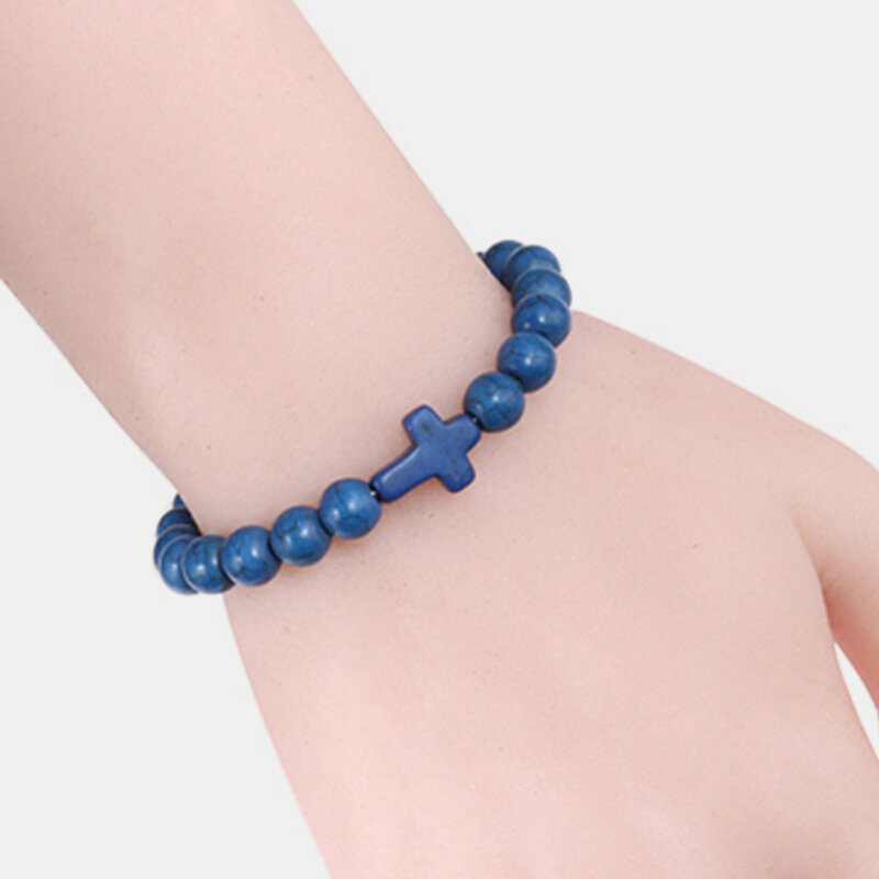 Turkis Korsperler Armbånd Elastisk Tau Yogaperler Naturstein Unisex Armbånd