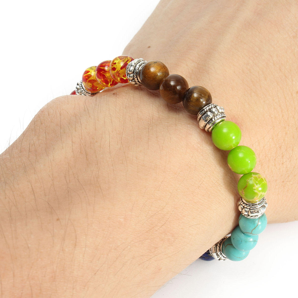 Yoga Chakra 7 Stone Buddhist Prayer Mara Ametyst Crystal Bead Armbånd