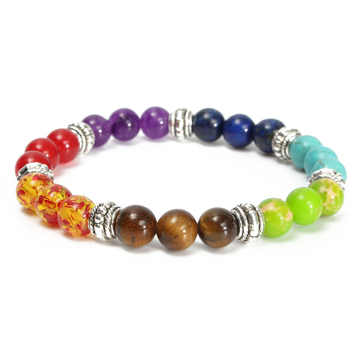 Yoga Chakra 7 Stone Buddhist Prayer Mara Ametyst Crystal Bead Armbånd