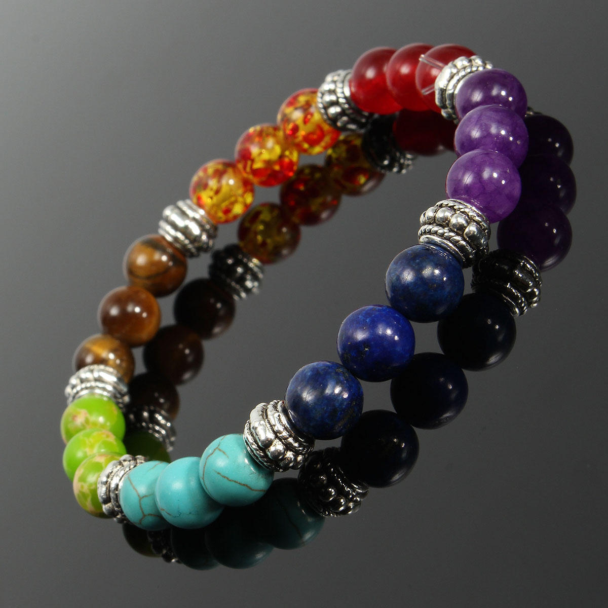 Yoga Chakra 7 Stone Buddhist Prayer Mara Ametyst Crystal Bead Armbånd