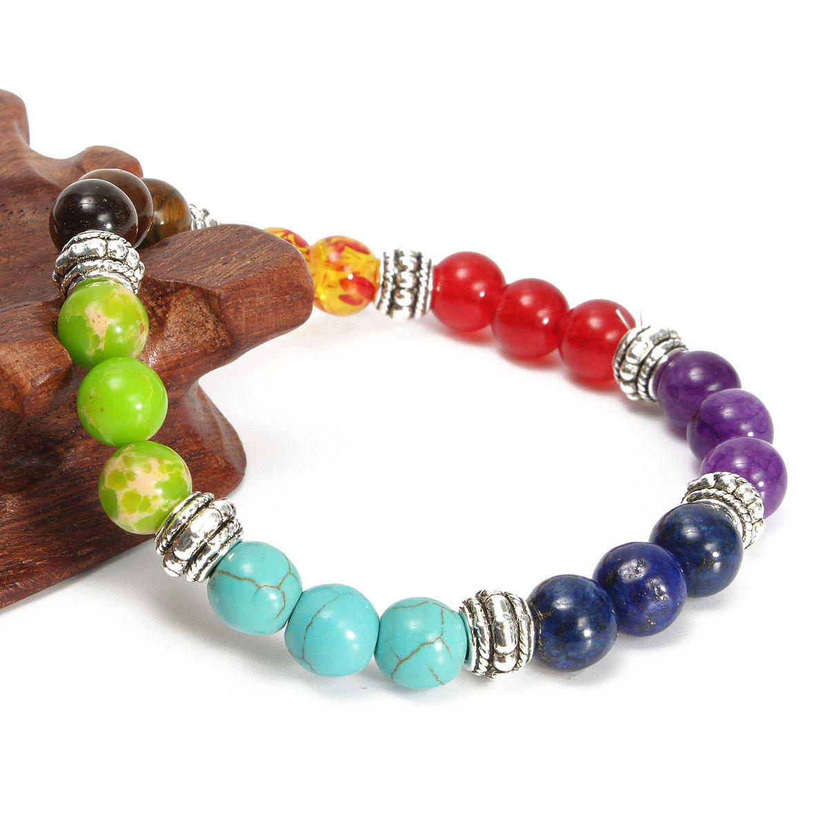 Yoga Chakra 7 Stone Buddhist Prayer Mara Ametyst Crystal Bead Armbånd