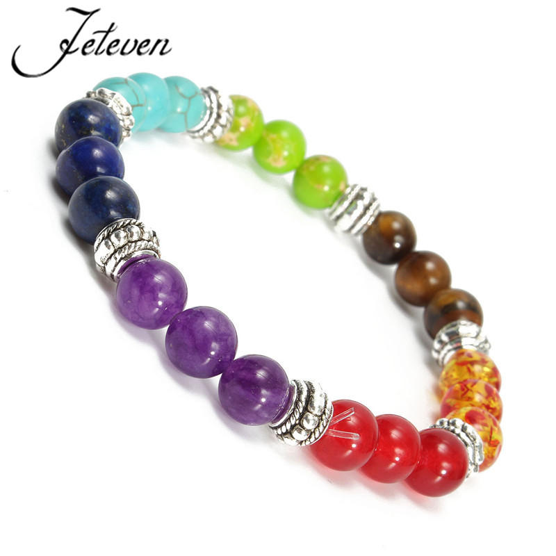 Yoga Chakra 7 Stone Buddhist Prayer Mara Ametyst Crystal Bead Armbånd