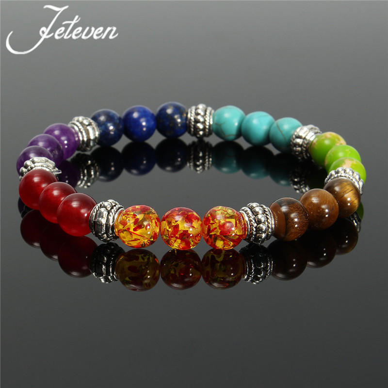 Yoga Chakra 7 Stone Buddhist Prayer Mara Ametyst Crystal Bead Armbånd