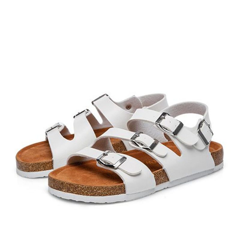 Dame Beach Comfy Triple Buckle Strap Myke Flate Korksandaler