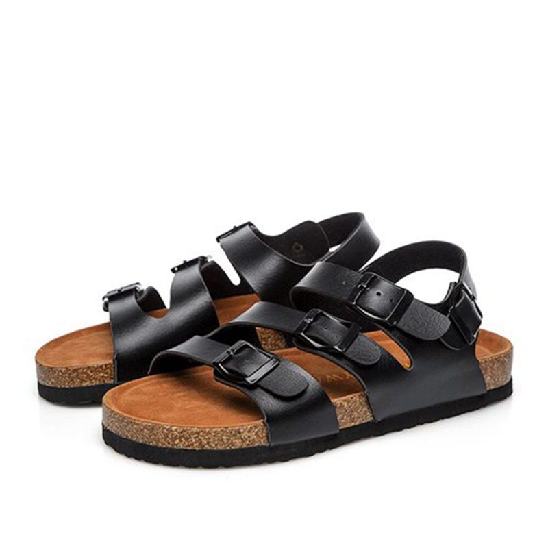 Dame Beach Comfy Triple Buckle Strap Myke Flate Korksandaler