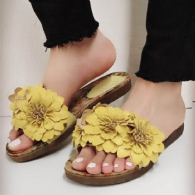 Dame Blomster Dekor Åpnet Toe Comfy Slide Sandaler