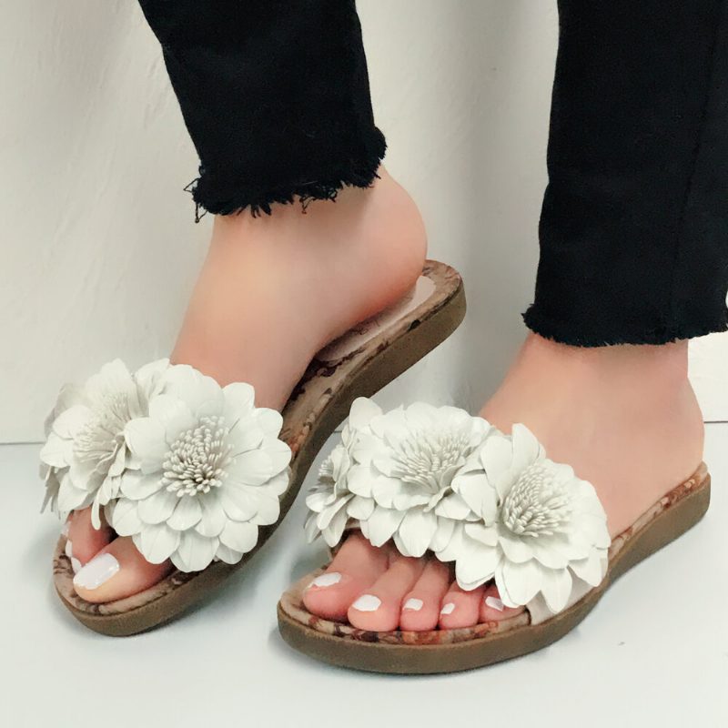 Dame Blomster Dekor Åpnet Toe Comfy Slide Sandaler