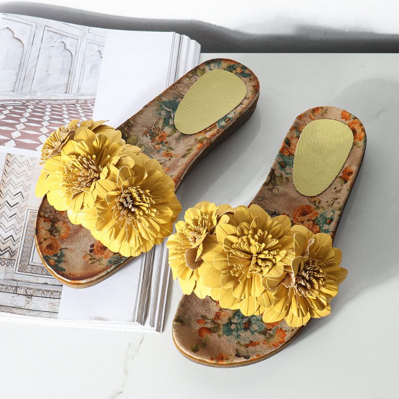 Dame Blomster Dekor Åpnet Toe Comfy Slide Sandaler