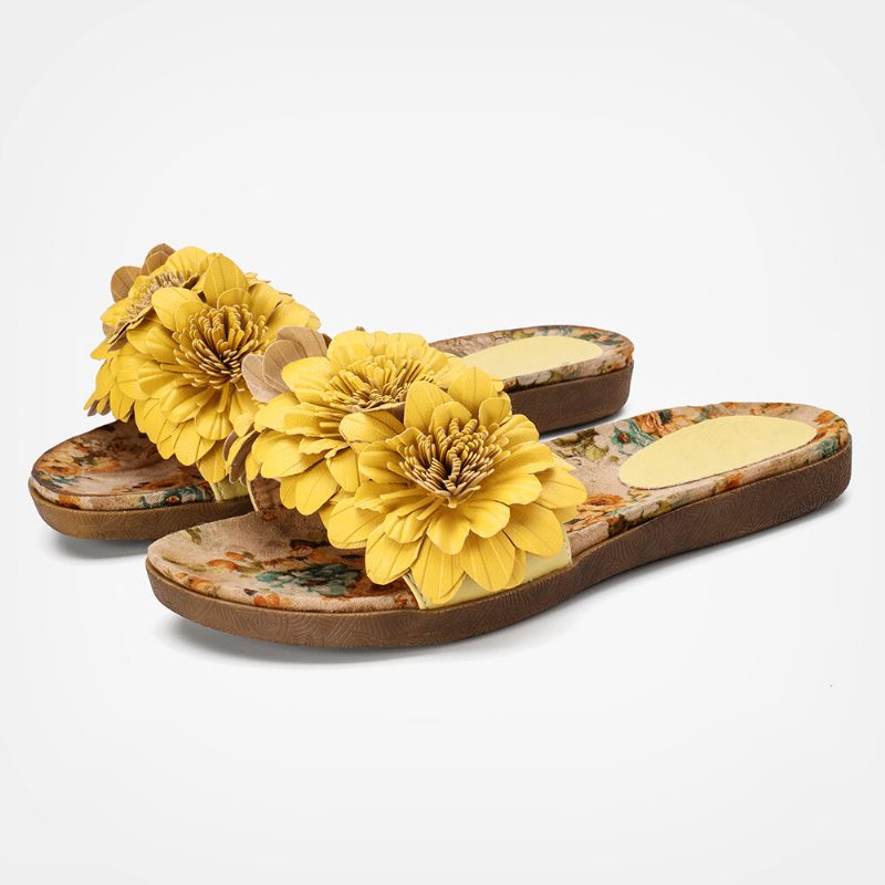 Dame Blomster Dekor Åpnet Toe Comfy Slide Sandaler