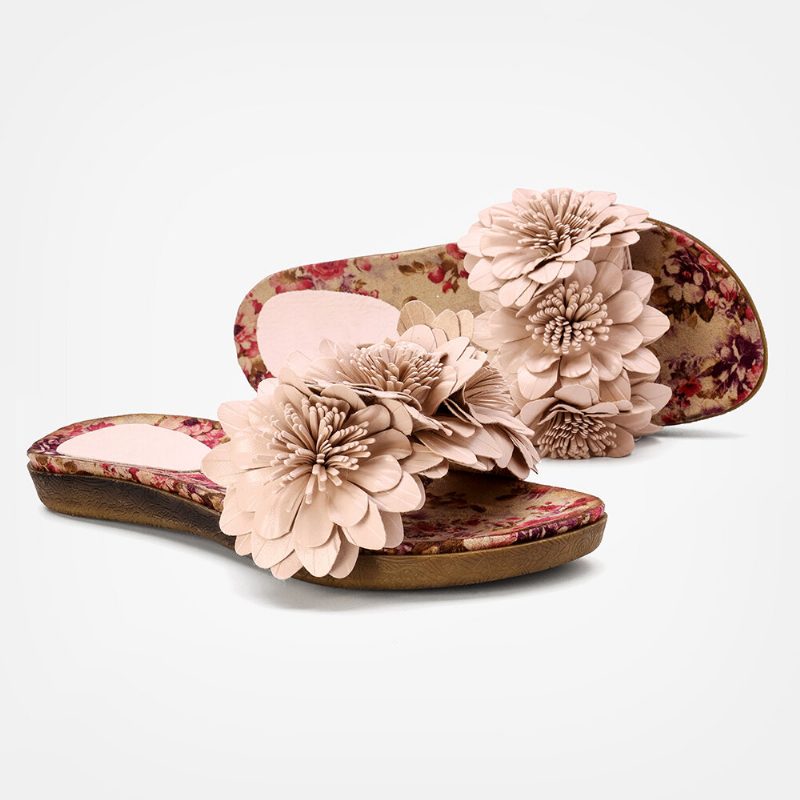 Dame Blomster Dekor Åpnet Toe Comfy Slide Sandaler