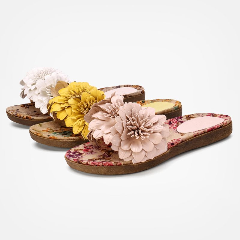 Dame Blomster Dekor Åpnet Toe Comfy Slide Sandaler