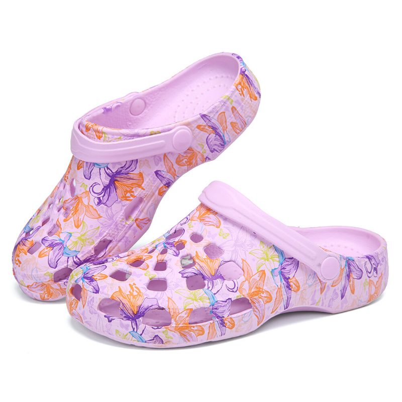 Dame Butterfly Floral Vanntette Sklisikker Hule Skyvesandaler