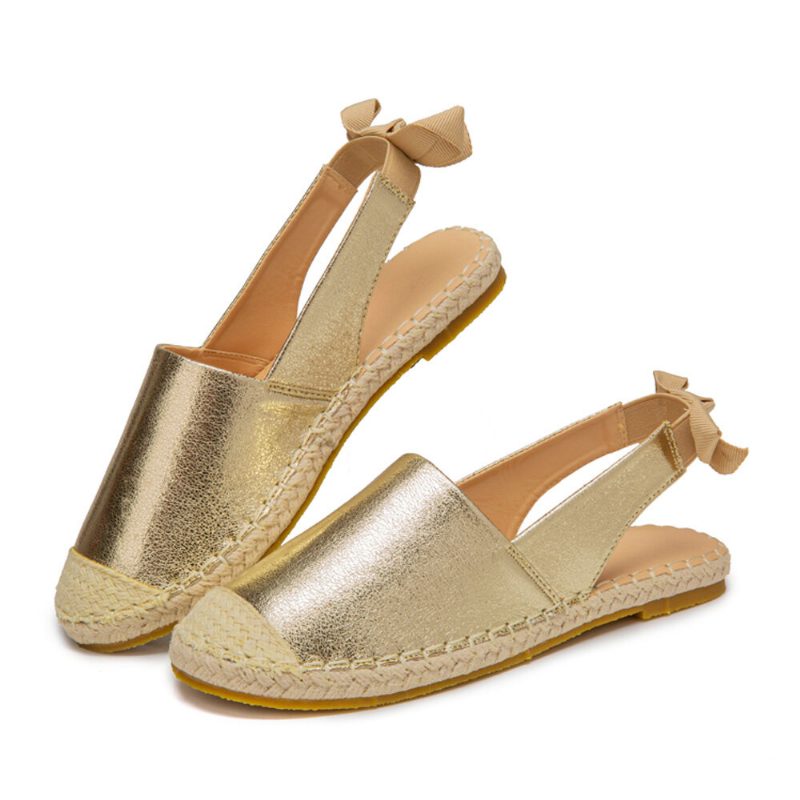 Dame Casual Closed Toe Metallic Komfortable Espadrilles Flate Sandaler