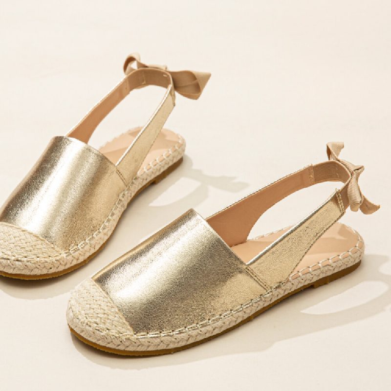 Dame Casual Closed Toe Metallic Komfortable Espadrilles Flate Sandaler