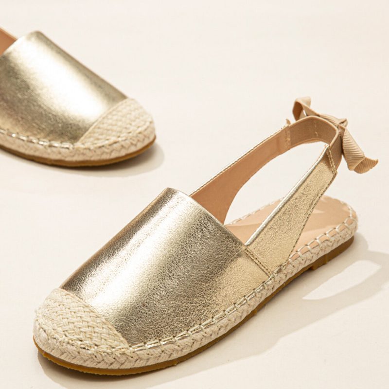 Dame Casual Closed Toe Metallic Komfortable Espadrilles Flate Sandaler