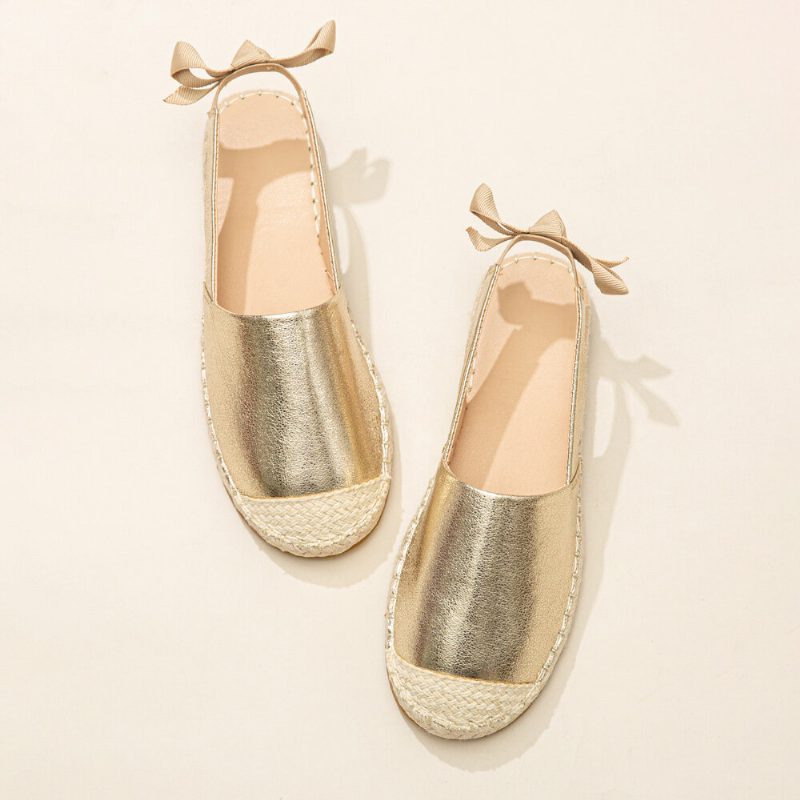 Dame Casual Closed Toe Metallic Komfortable Espadrilles Flate Sandaler