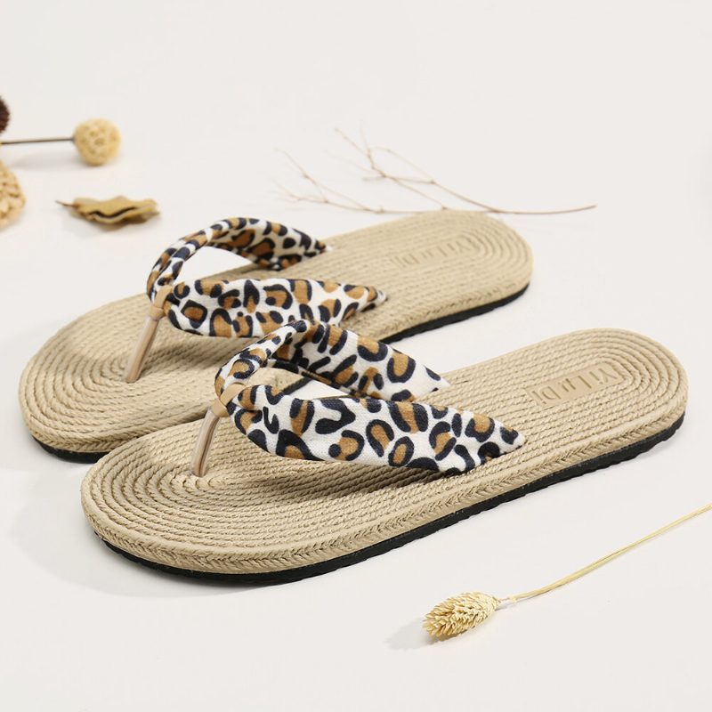 Dame Clip Toe Blomster Massasje Såler Strand Flats Sandaler