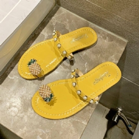 Dame Clip Toe Ring Ananas Dekor Flatsandaler