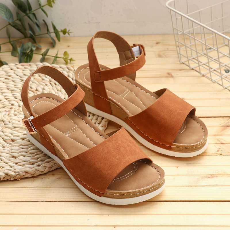 Dame Comfy Åpnet Toe Rocker Sole Slidesandaler