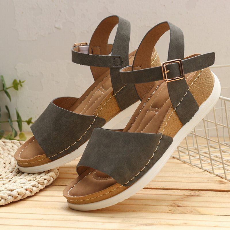 Dame Comfy Åpnet Toe Rocker Sole Slidesandaler