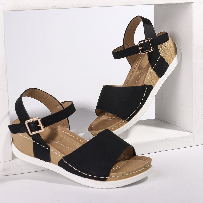 Dame Comfy Åpnet Toe Rocker Sole Slidesandaler