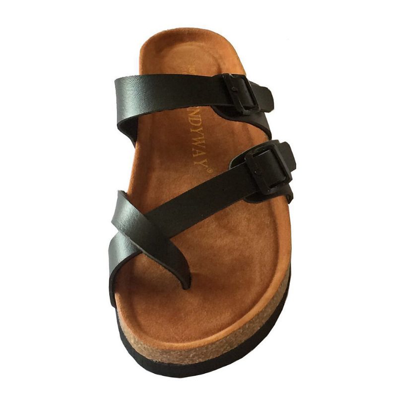 Dame Dobbel Spenne Stropp Comfy Beach Flip Flops Cork Flate Sandaler