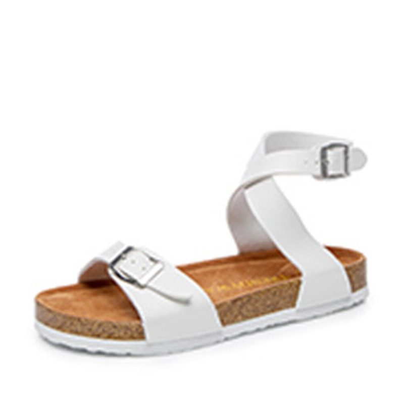 Dame Ensfarget Cross Spenne Strap Soft Cork Sandaler