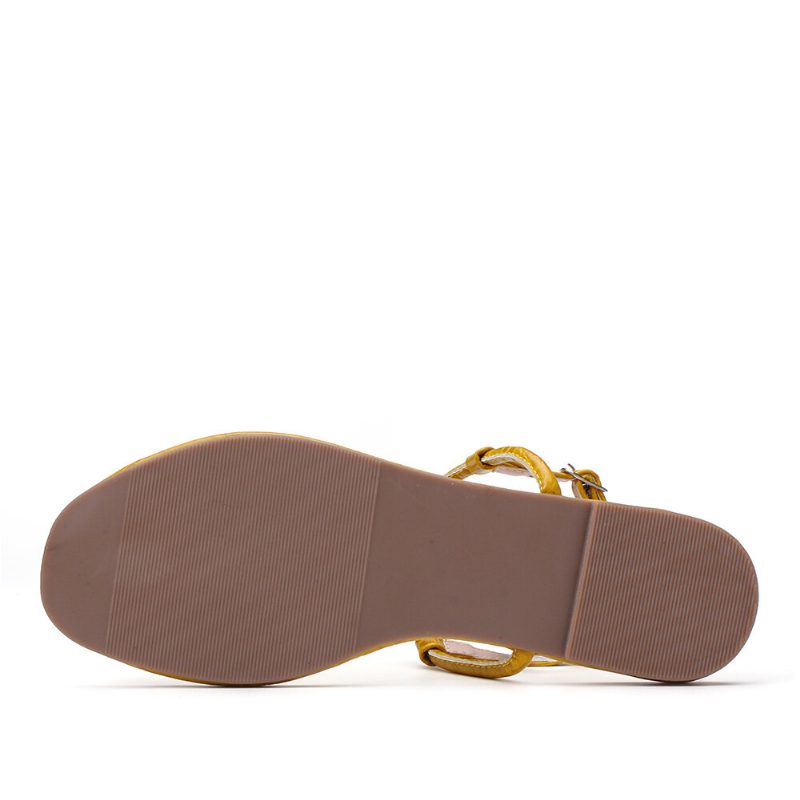 Dame Ensfarget T-stropp Clip Toe Sidespenne Casual Sandaler