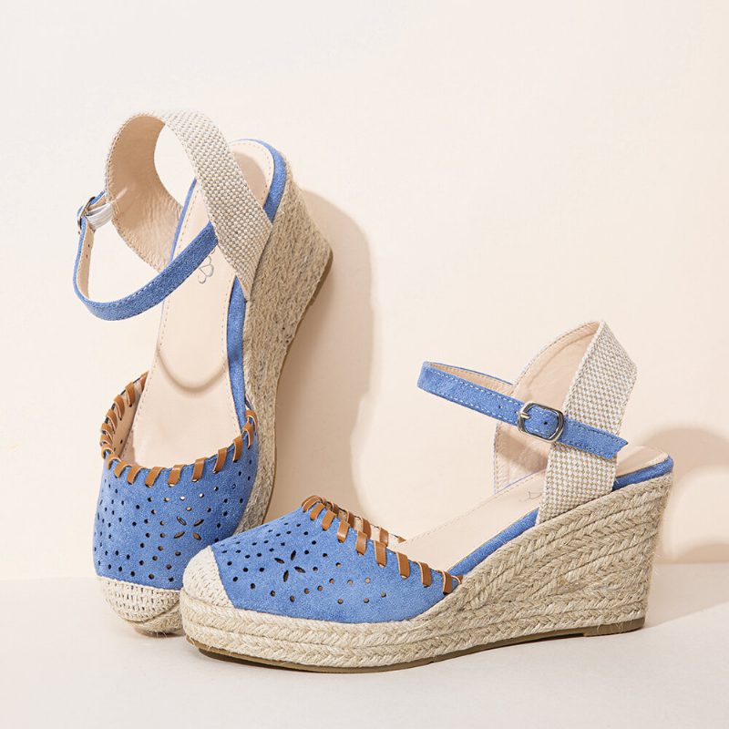 Dame Espadrilles Cutout Ankelstropp Casual Wedge Sandaler