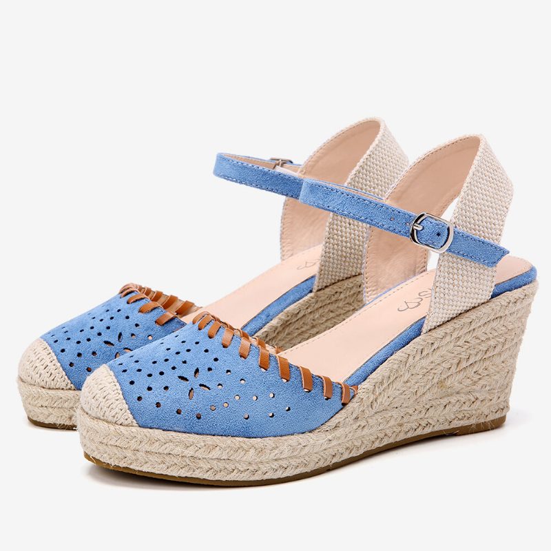 Dame Espadrilles Cutout Ankelstropp Casual Wedge Sandaler