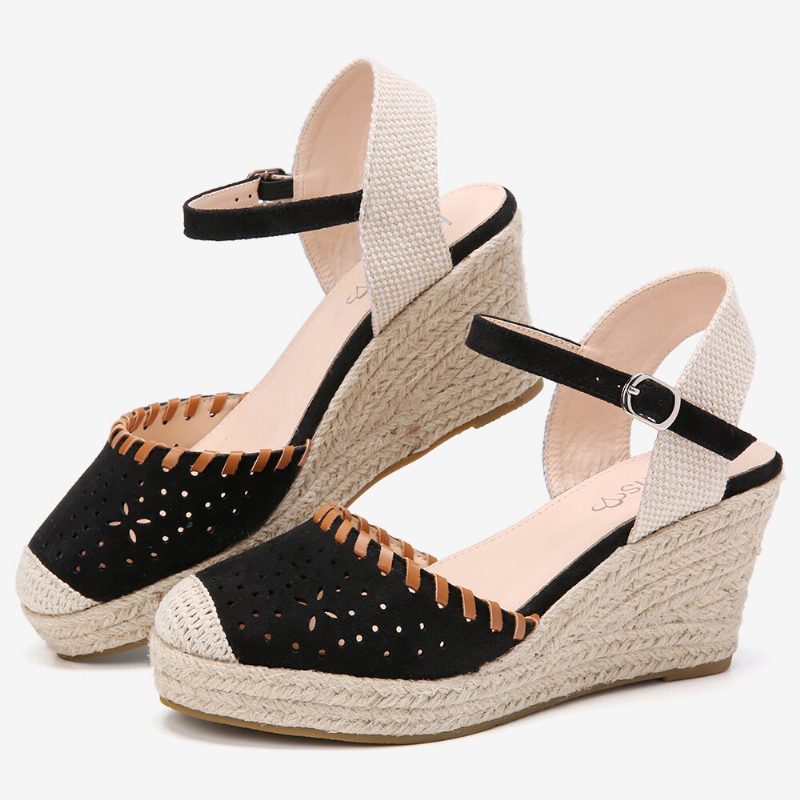 Dame Espadrilles Cutout Ankelstropp Casual Wedge Sandaler