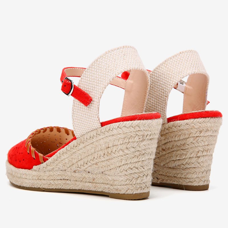 Dame Espadrilles Cutout Ankelstropp Casual Wedge Sandaler