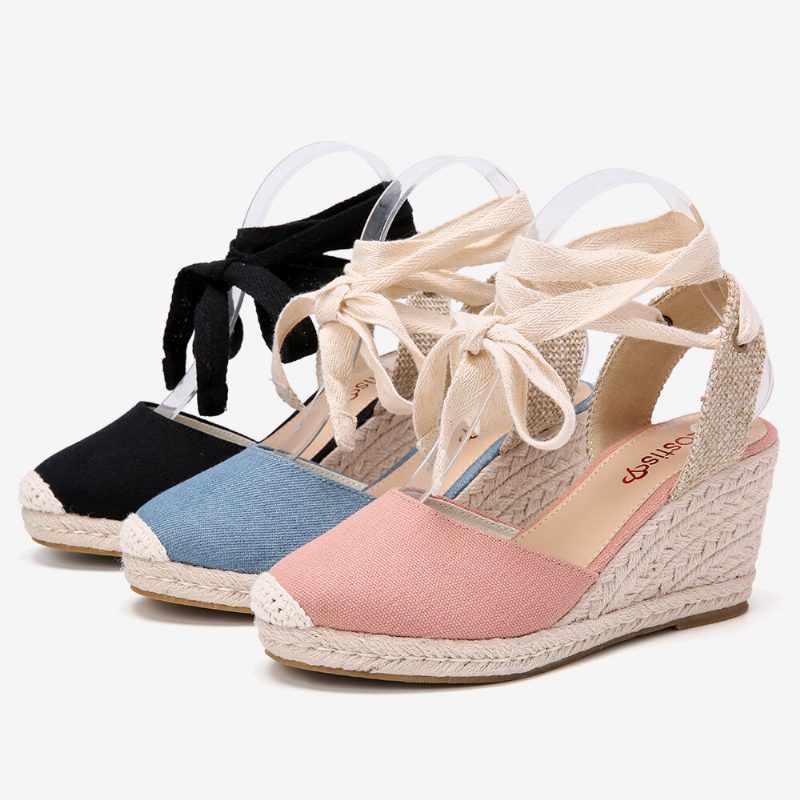 Dame Espadrilles Strappy Casual Summer Wedge Sandaler