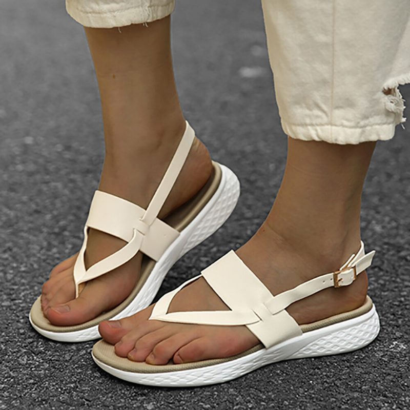 Dame Flip Flop Slingback Spenne Myk Såle Uformelle Flate Sandaler