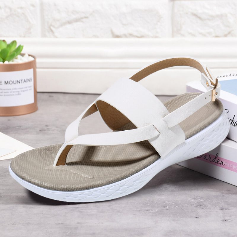 Dame Flip Flop Slingback Spenne Myk Såle Uformelle Flate Sandaler