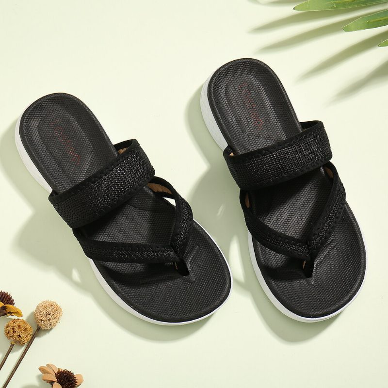 Dame Flip Flopsøm Myk Såle Slip On Uformelle Sommer Flate Sandaler