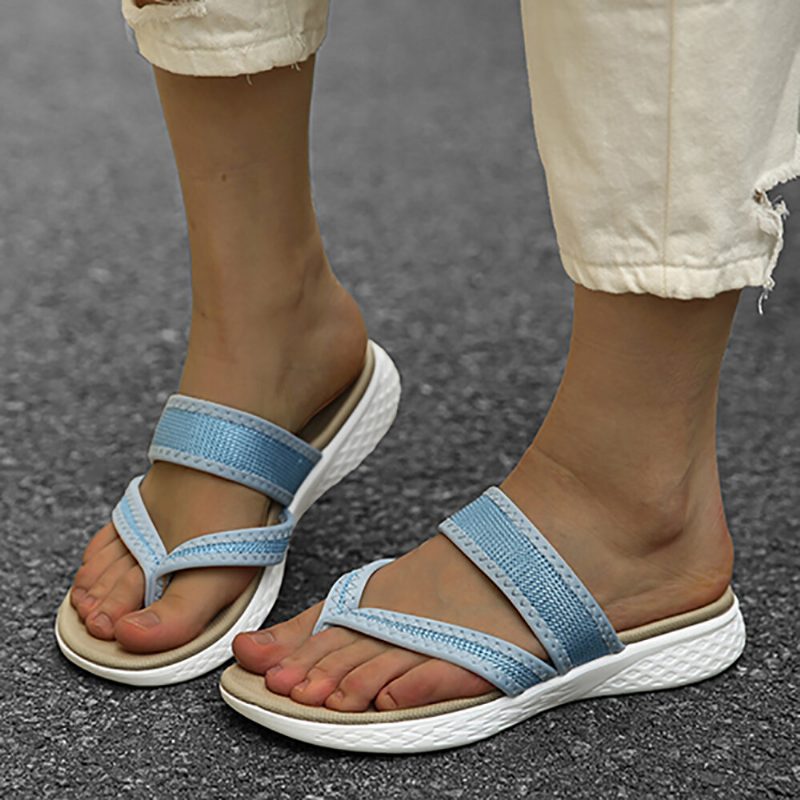 Dame Flip Flopsøm Myk Såle Slip On Uformelle Sommer Flate Sandaler