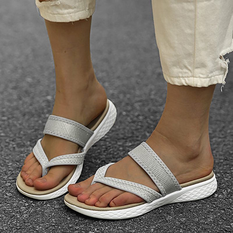 Dame Flip Flopsøm Myk Såle Slip On Uformelle Sommer Flate Sandaler