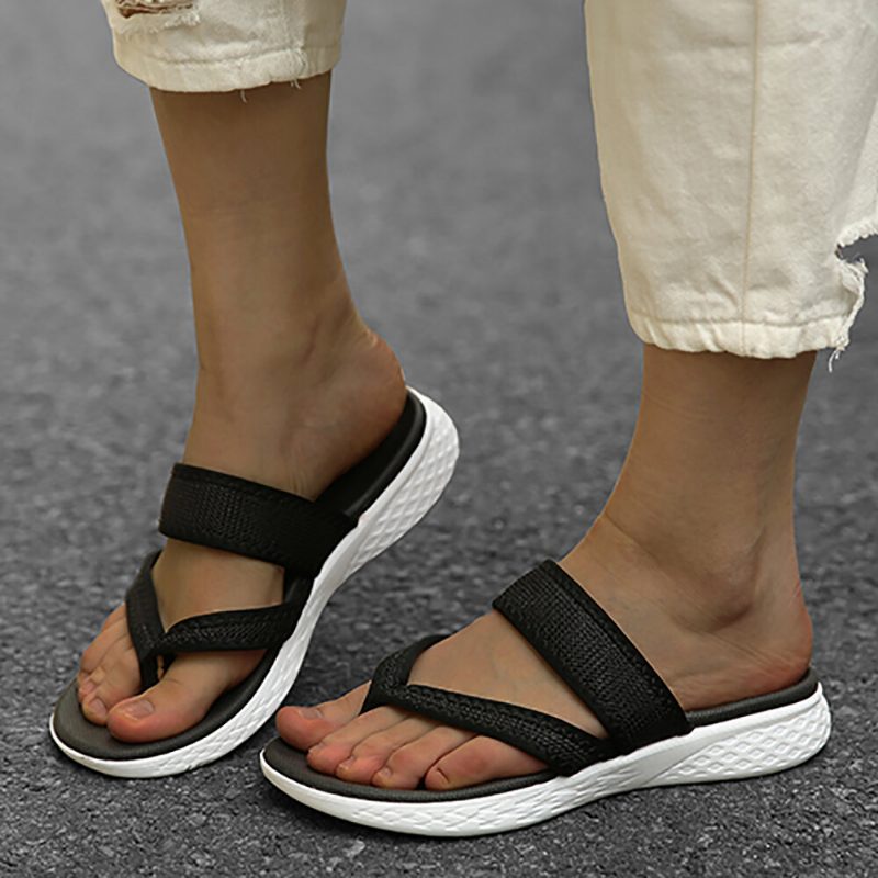 Dame Flip Flopsøm Myk Såle Slip On Uformelle Sommer Flate Sandaler