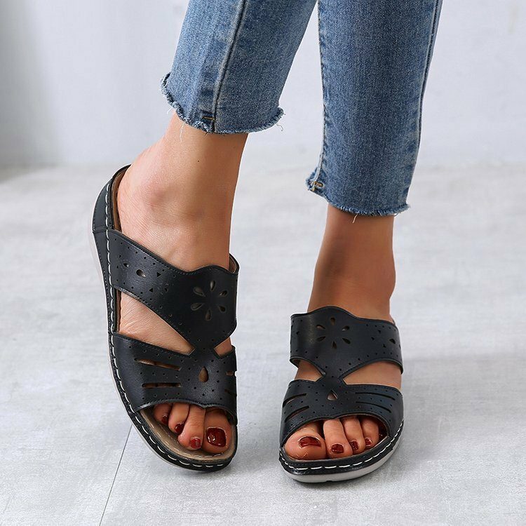 Dame Hollow Comfy Non-slip Casual Slip On Wedges-sandaler