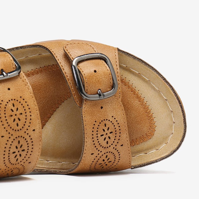 Dame Justerbar Stropp Åpen Tå Slip On Casual Summer Wedge Sandaler