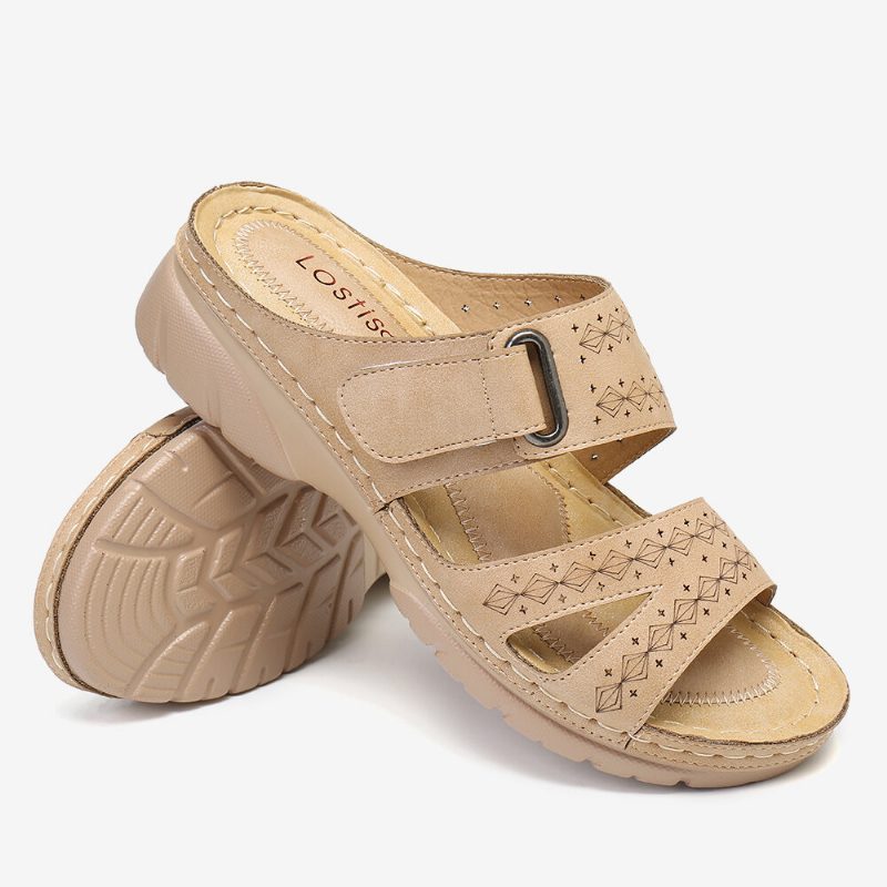 Dame Justerbar Stropp Åpen Tå Slip On Casual Summer Wedge Sandaler