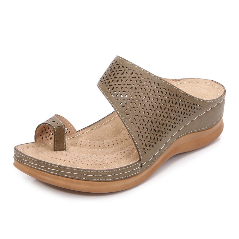 Dame Large Size Toe Ring Hollow Out Beach Slide Sandaler